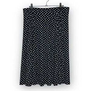 Lands’ End Black White Animal Print Dot A-Line Knee Length Skirt Women’s Size M